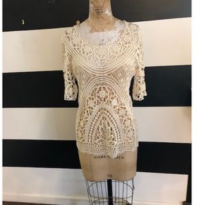 SOLITAIRE Heavy Lace Short sleeve top Beige  S